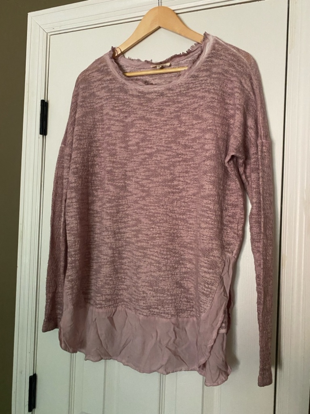 Easel - Blush Pink Lightweight Knit Tunic Top - Boho Layered Hem - Size S